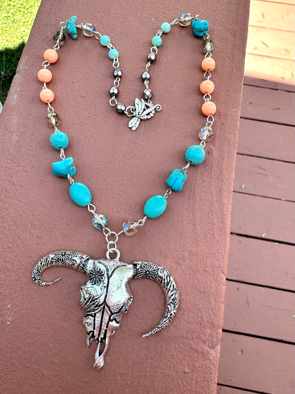 Morning Meadow Bull Skull Necklace